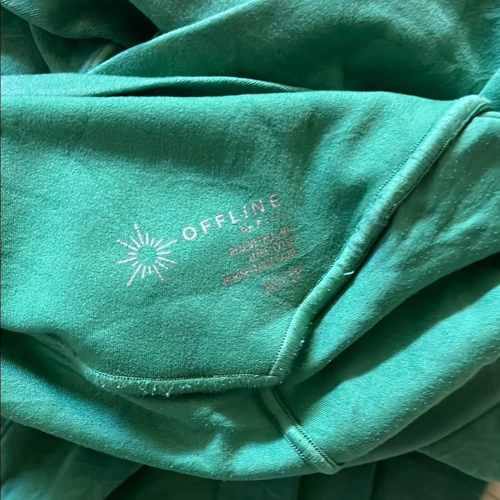 Aerie Green Crossover Flare Leggings & Padded Matching Top Two-Piece Set - Picture 4 of 4